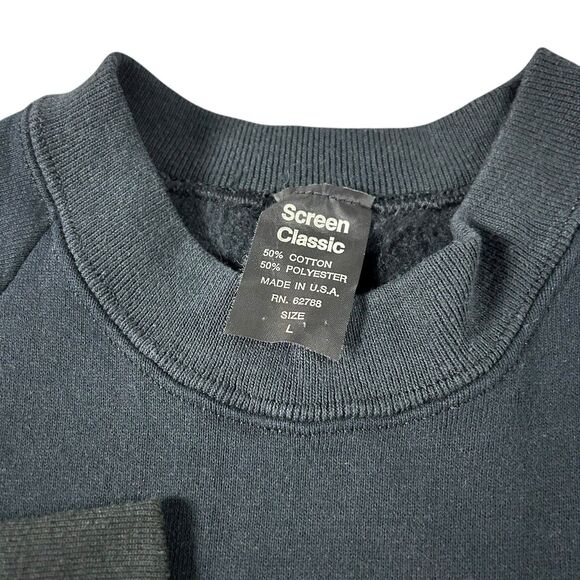 Vintage Screen Classic Blank Crewneck Mens Large Black Essentials USA 90s - Picture 3 of 9